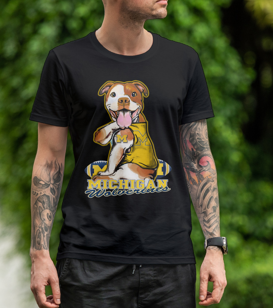Pittbull Michigan Wolverines M Football Fan T-Shirt