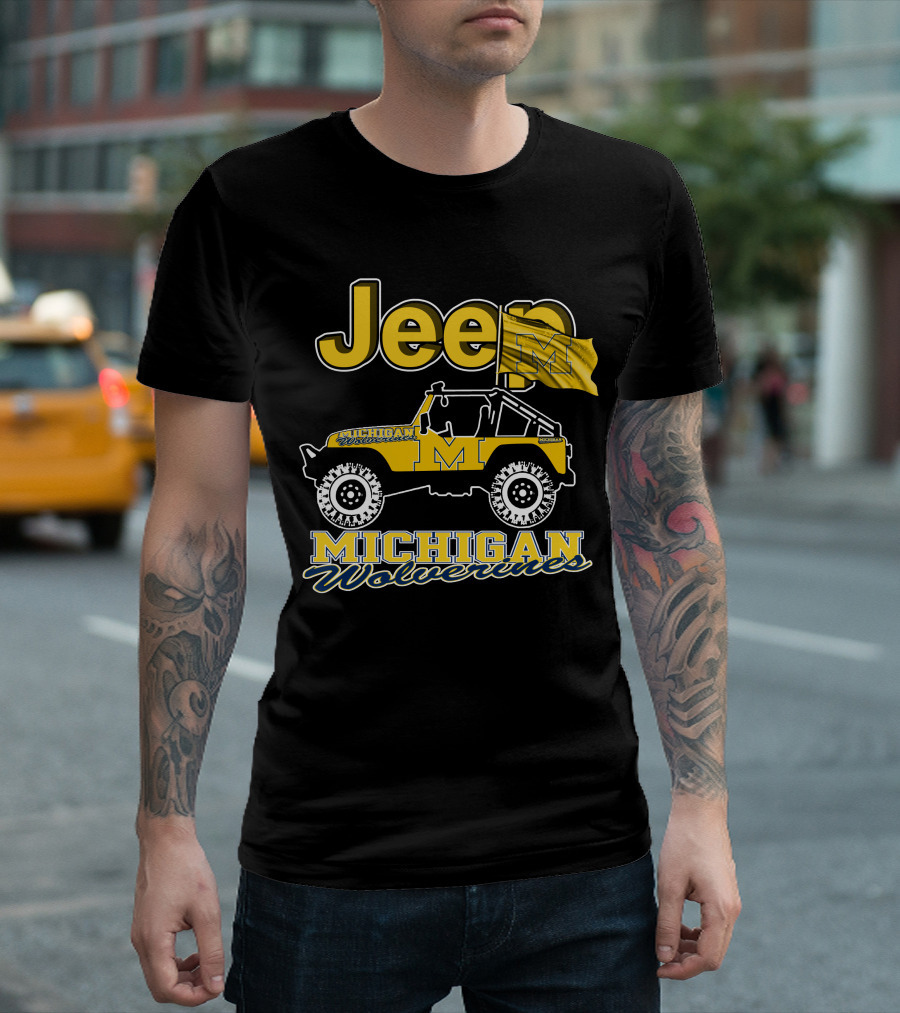 Jeep Michigan Wolverines Flag T-Shirt