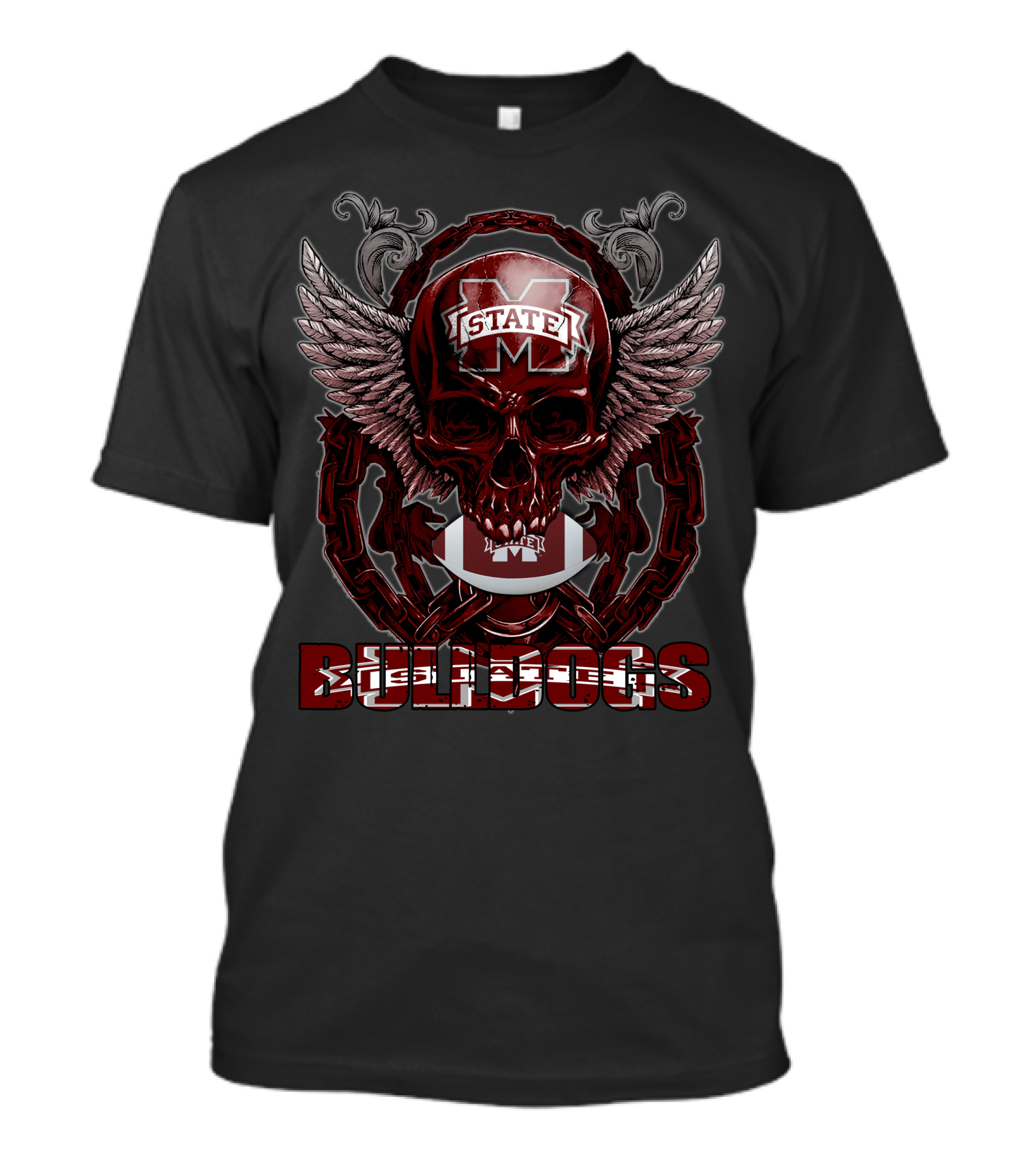 Skullfb Mississippi State Bulldogs Winged Skull T-Shirt