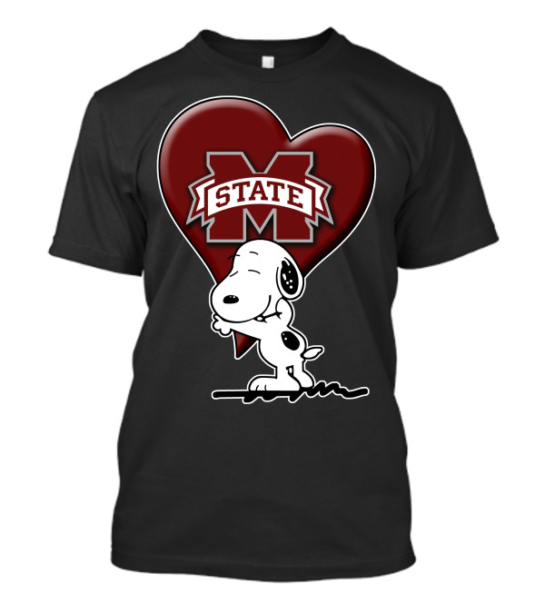 Snoopy Mississippi State Bulldogs Heart T-Shirt