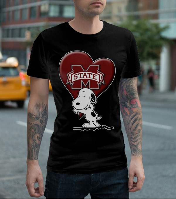 Snoopy Mississippi State Bulldogs Heart T-Shirt