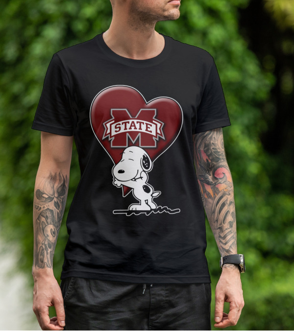 Snoopy Mississippi State Bulldogs Heart T-Shirt