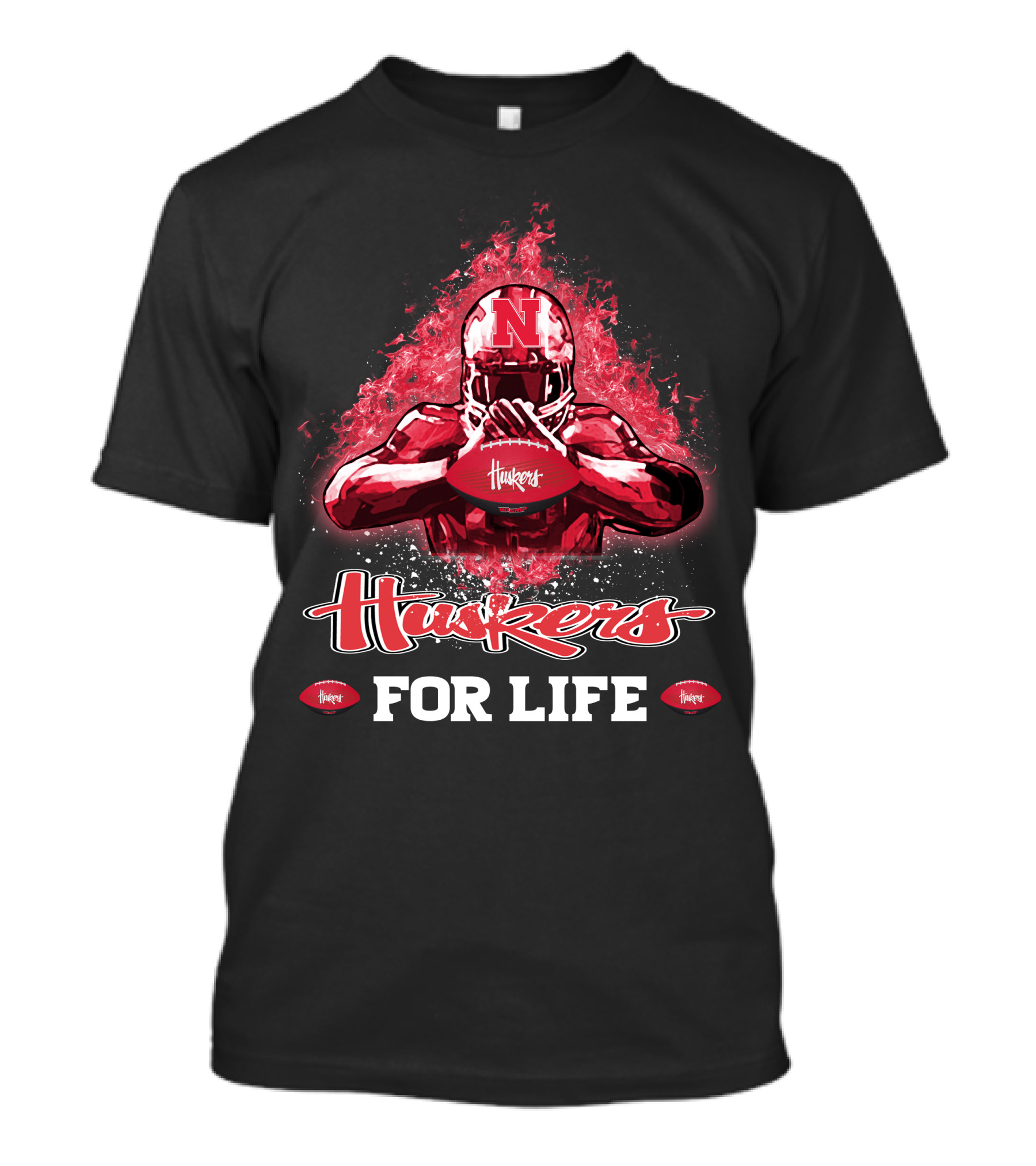 Huskers For Life Nebraska Cornhuskers Football T-Shirt