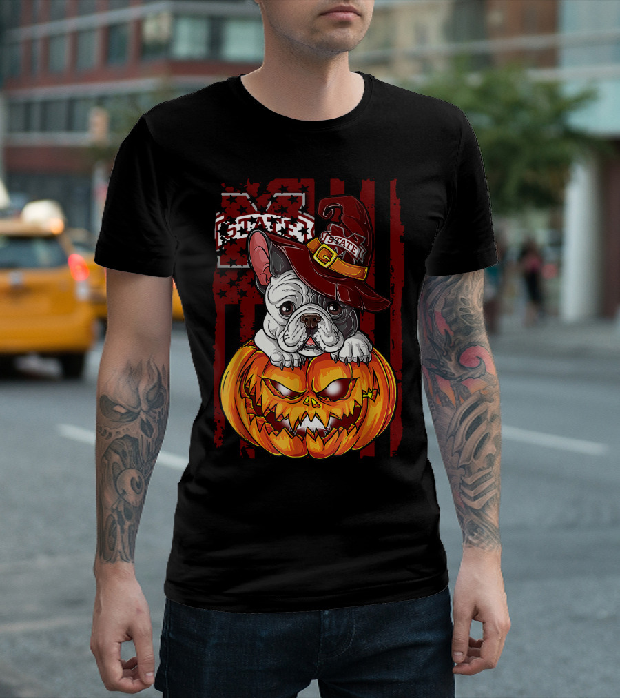 Hlw Bulldog Mississippi State Bulldogs Halloween Pumpkin Wizard Hat T-Shirt