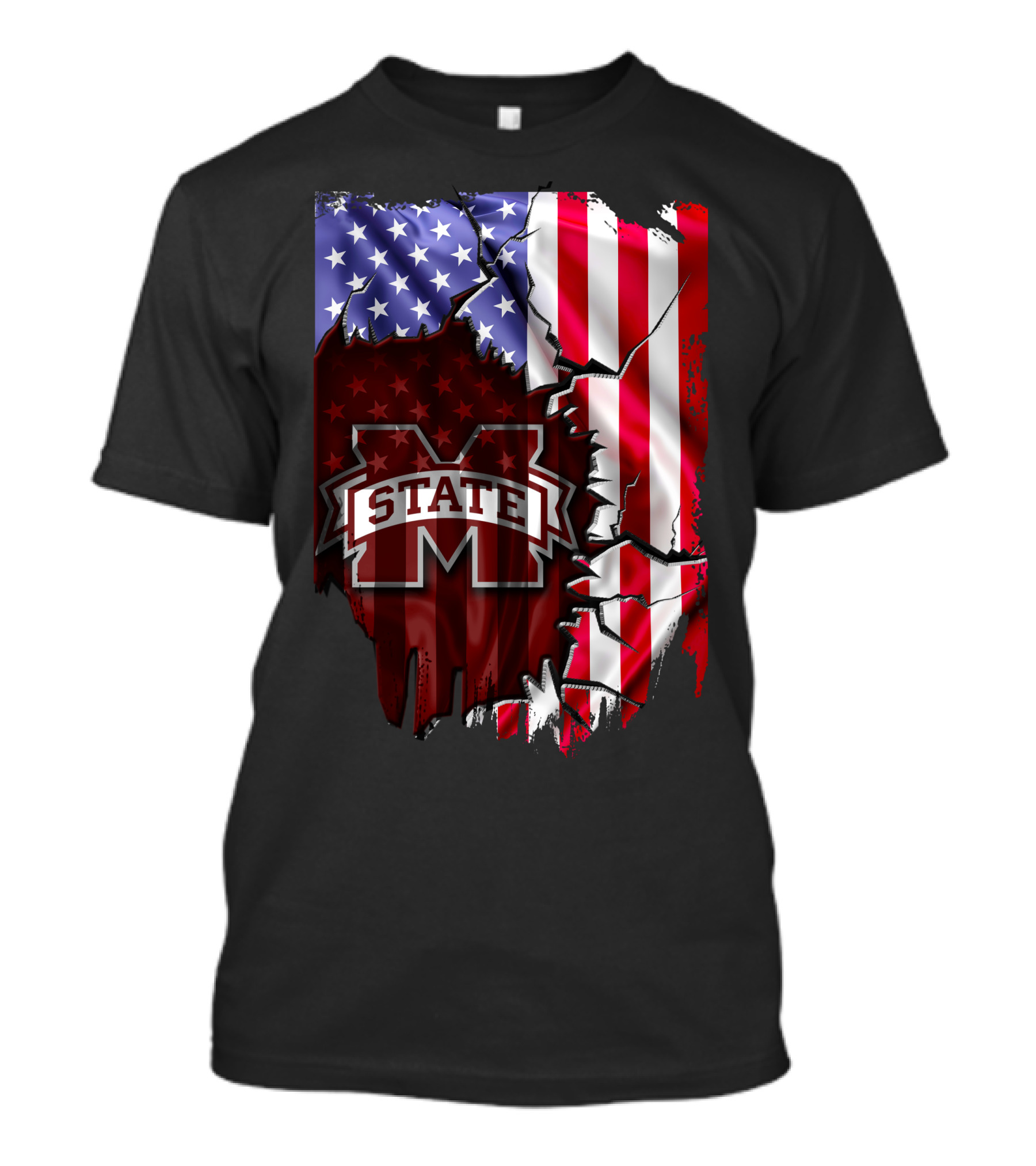 Mississippi State Bulldogs American Flag Torn T-Shirt