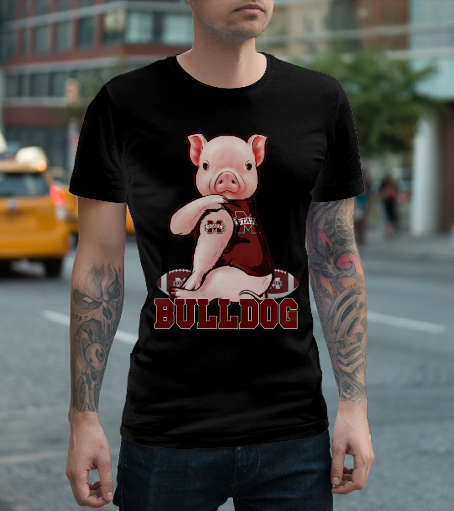 Mississippi State Bulldogs Pig With Football And Team T-Shirt