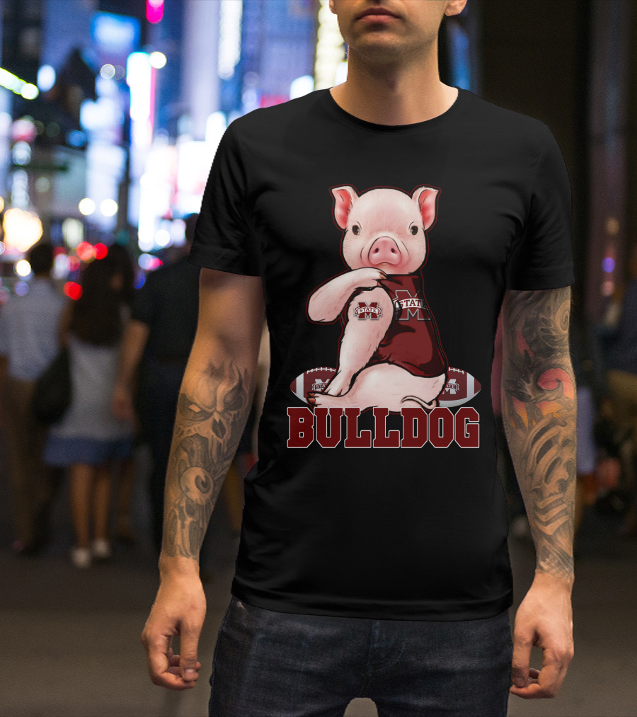 Mississippi State Bulldogs Pig With Football And Team T-Shirt