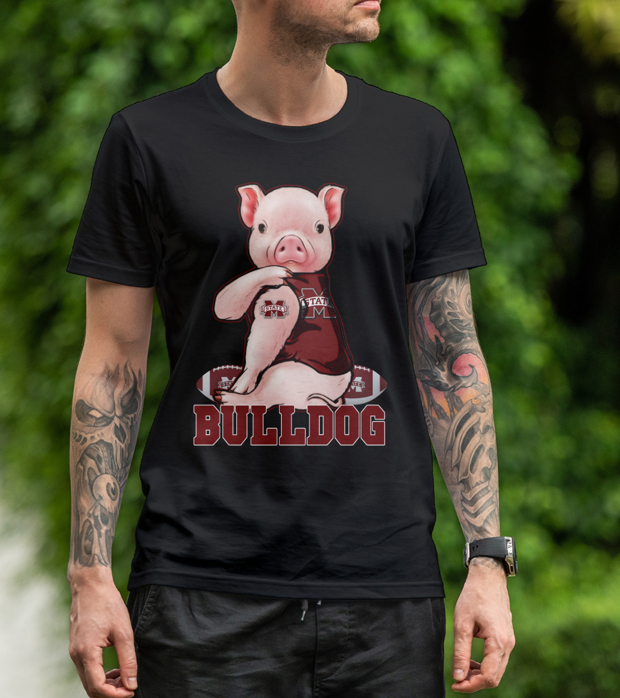 Mississippi State Bulldogs Pig With Football And Team T-Shirt