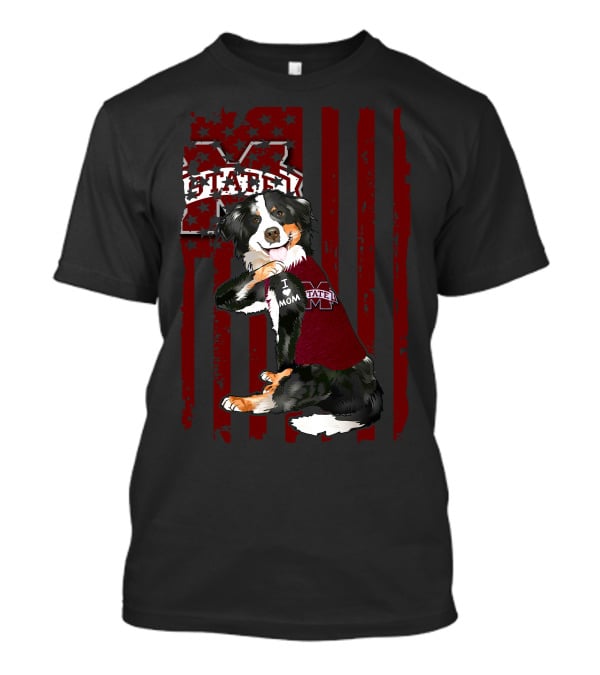 Mississippi State Bulldogs Border Collie With Team Spirit Flag T-Shirt