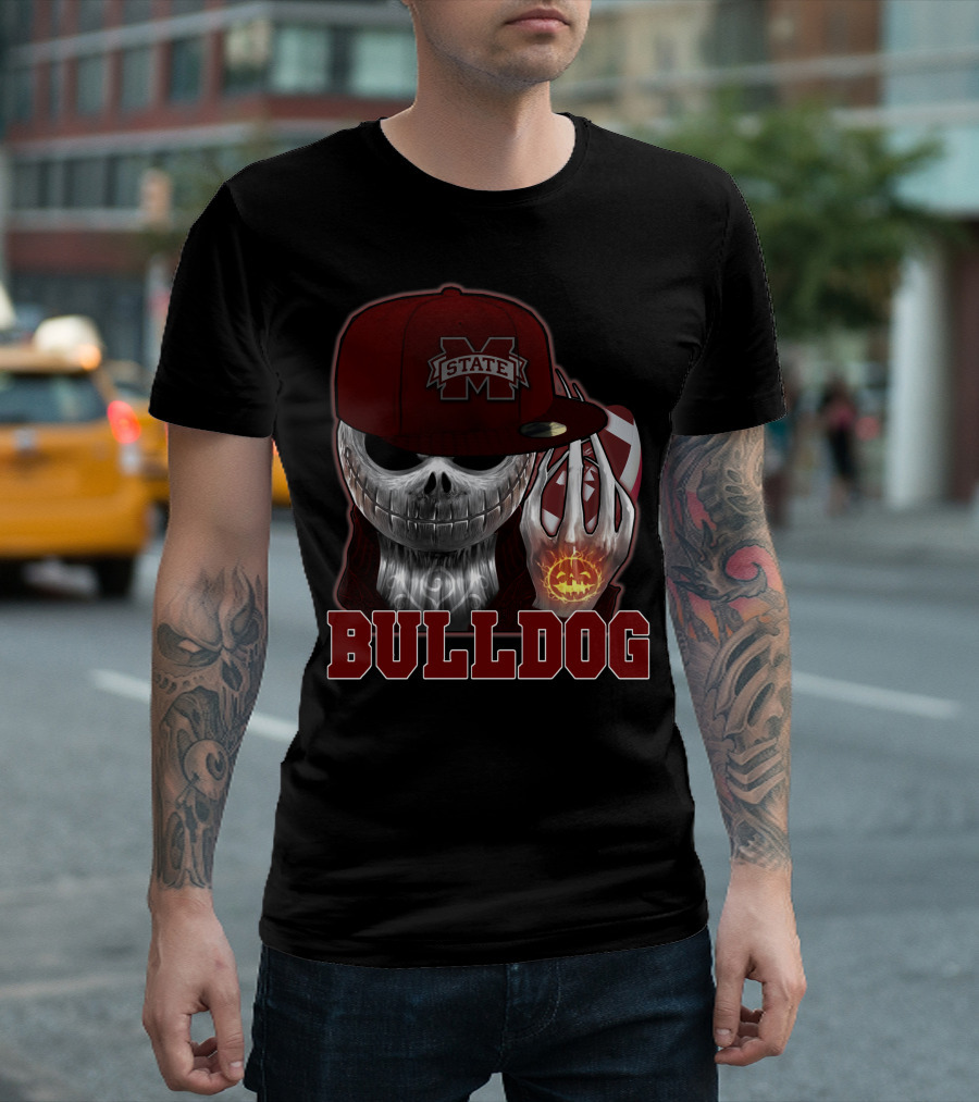 Mississippi State Bulldogs Skull Jack O' Lantern Bulldog T-Shirt