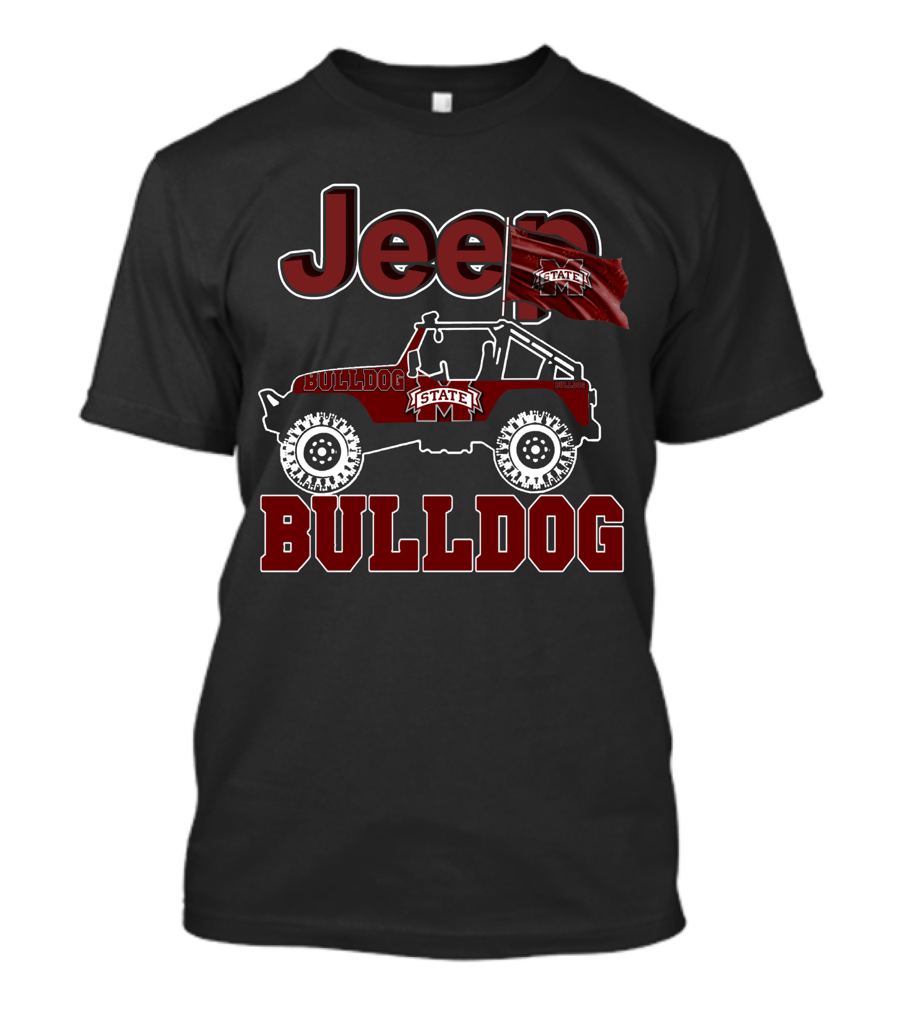 Jeep Mississippi State Bulldog State Flag Rugged T-Shirt