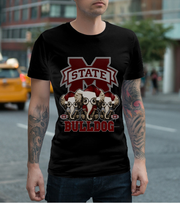 State Bulldog Elephan Xmas Mississippi T-Shirt