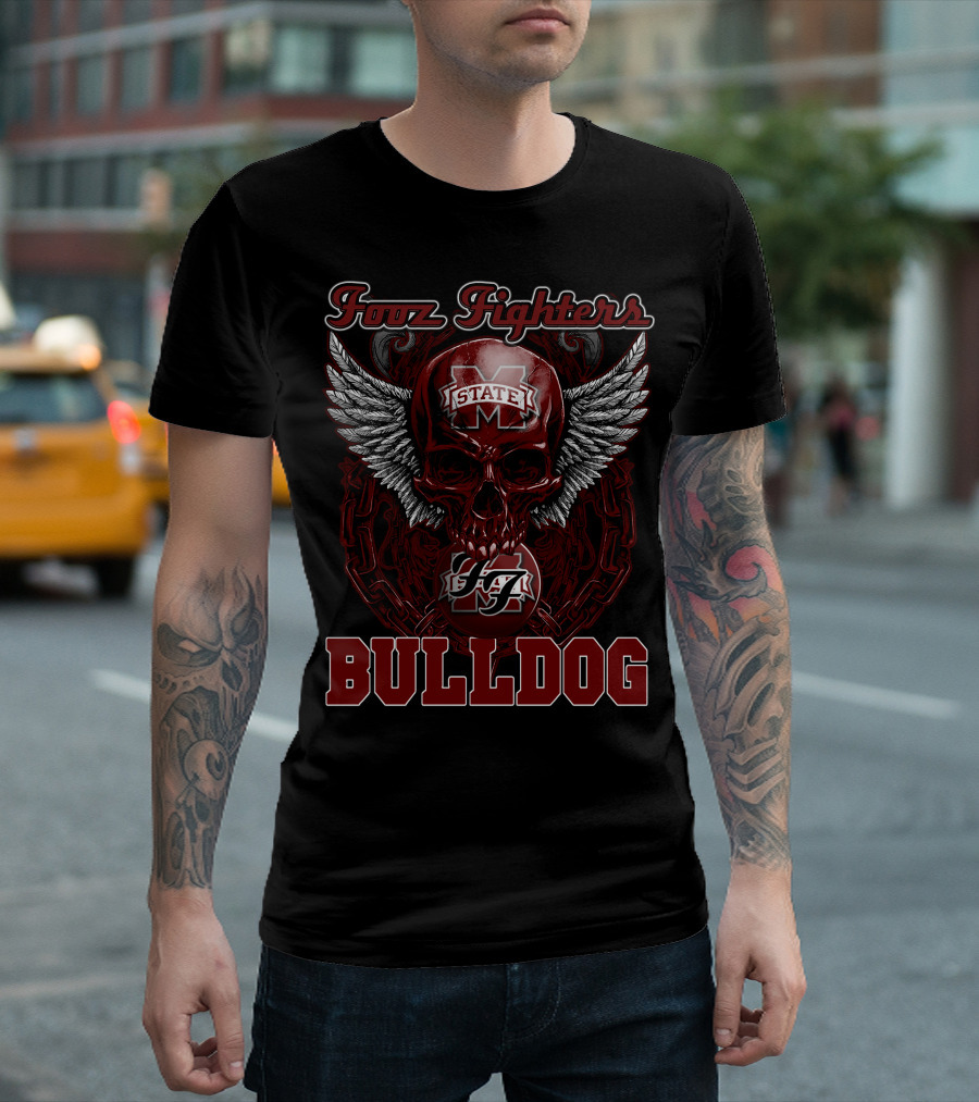 Foo Fighters Mississippi State Bulldogs Winged Skull T-Shirt
