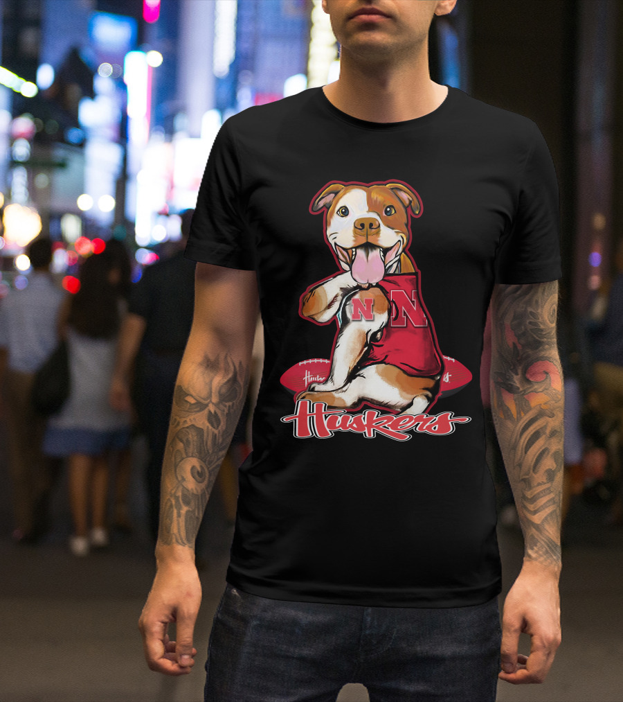 Huskers N Football Dog Nebraska Cornhuskers T-Shirt