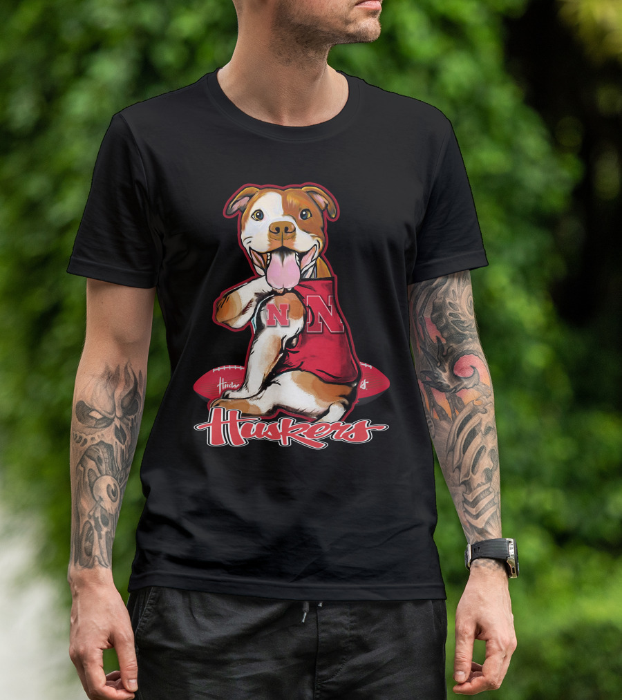 Huskers N Football Dog Nebraska Cornhuskers T-Shirt
