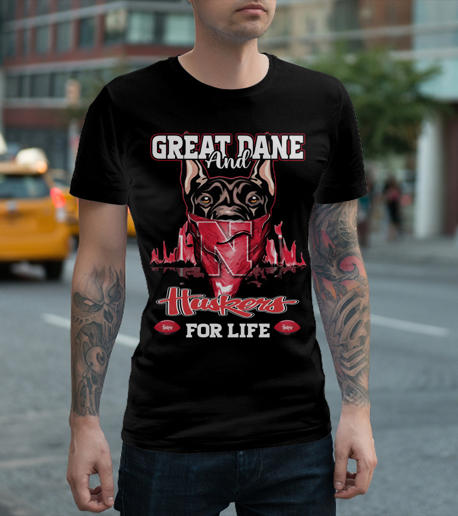 Great Dane and Huskers for Life Nebraska Cornhuskers T-Shirt