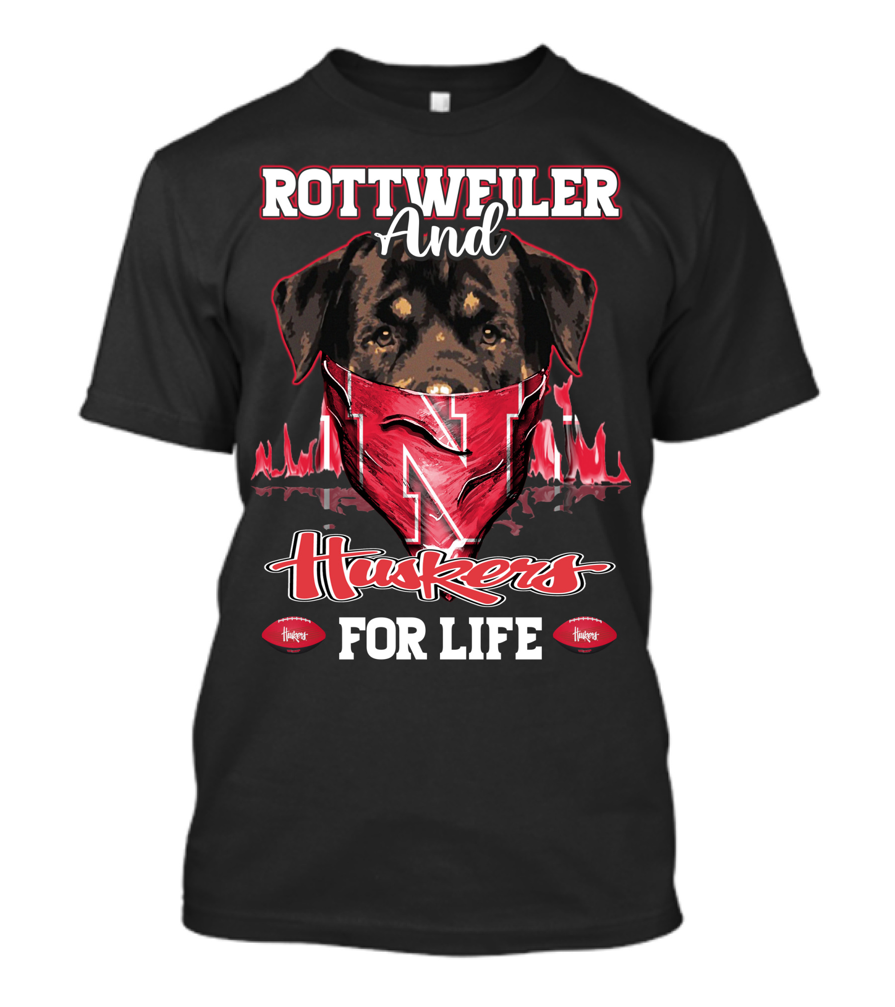 Rottweiler And Huskers For Life Nebraska Cornhuskers T-Shirt