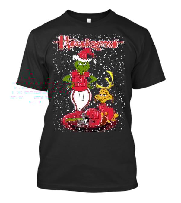 Huskers Grinchxmas Nebraska Cornhuskers Snowy Football Scene T-Shirt