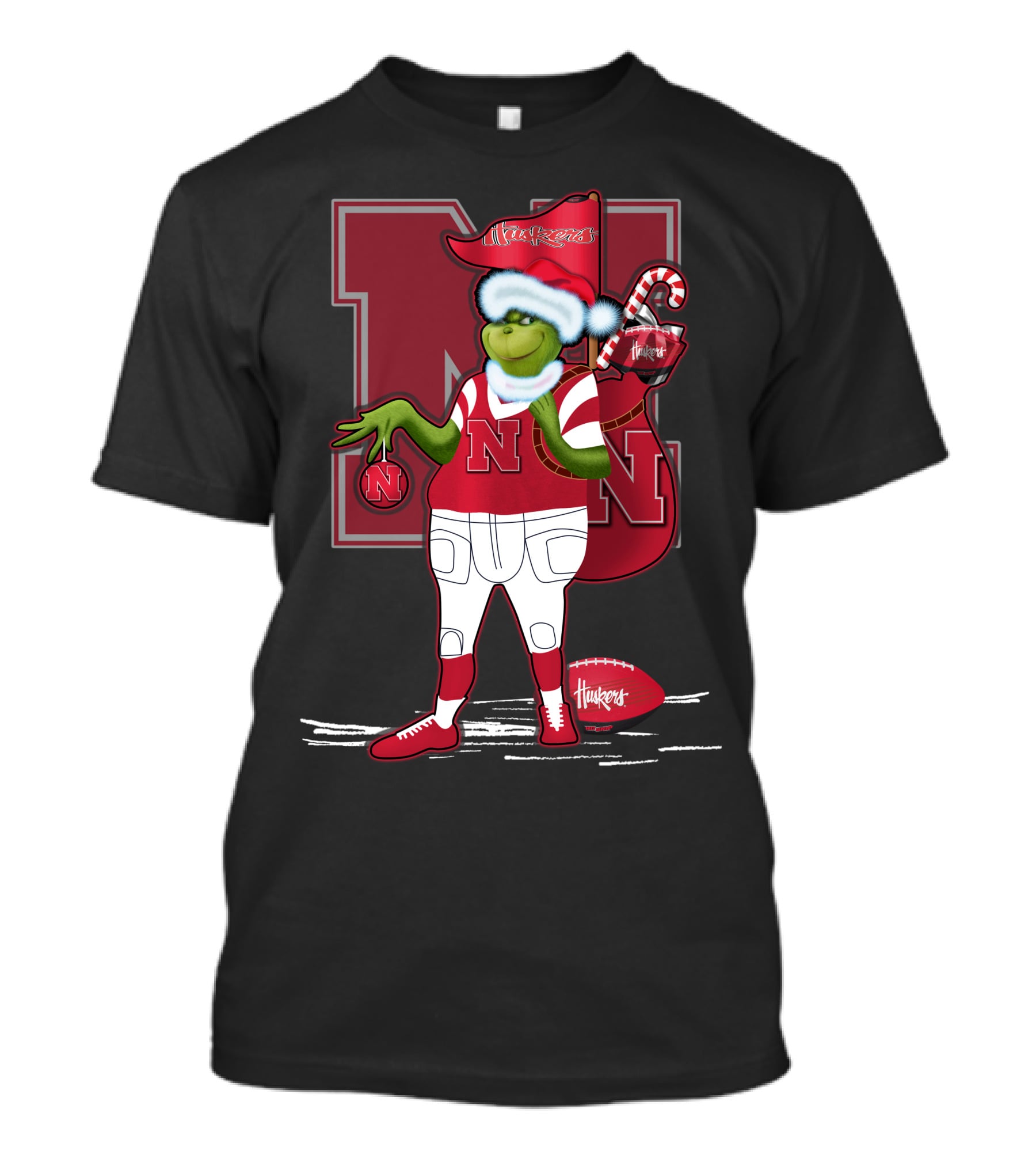 Grinchxmas Nebraska Cornhuskers Festive Football T-Shirt