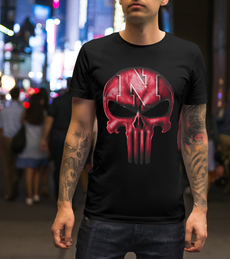 Skull Punisher Logo Nebraska Cornhuskers N T-Shirt