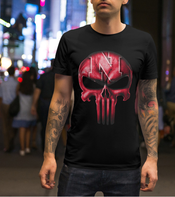 Skull Punisher Logo Nebraska Cornhuskers N T-Shirt