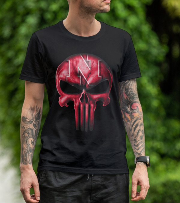 Skull Punisher Logo Nebraska Cornhuskers N T-Shirt