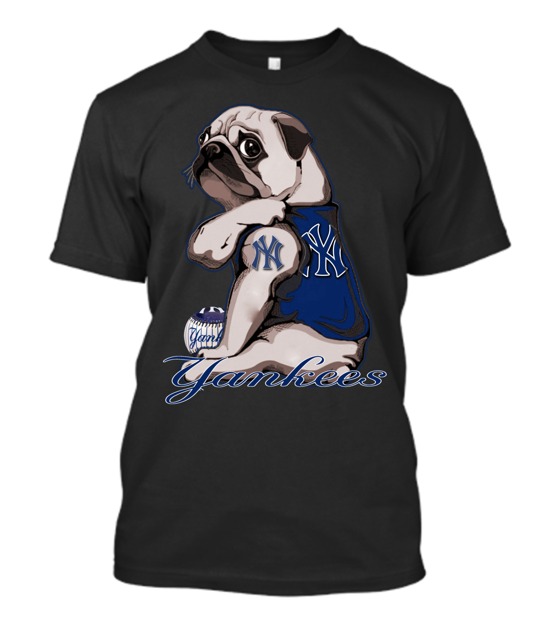 Pug Yankees Baseball T-Shirt