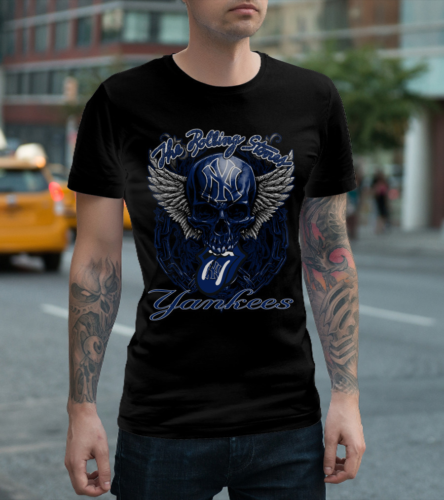 The Rolling Stones Yankees Winged Skull Ny T-Shirt