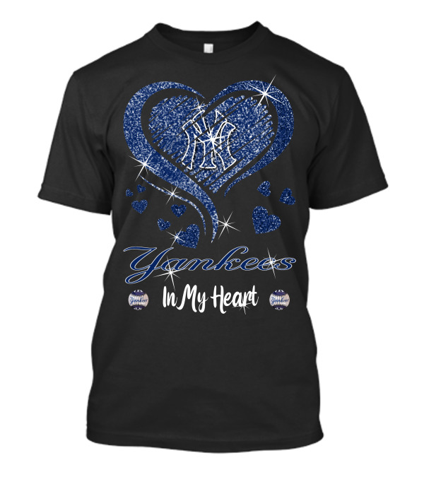 Yankees In My Heart Sparkling Glitter Logo Hearts T-Shirt