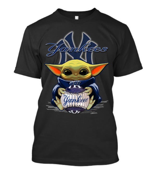 Yankees Baby Yoda Holding New York Yankees Baseball T-Shirt