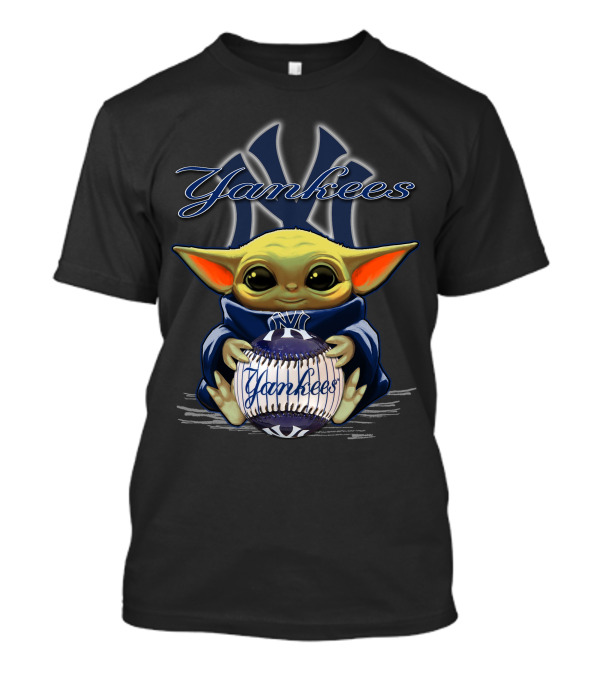 Yankees Baby Yoda Holding New York Yankees Baseball T-Shirt
