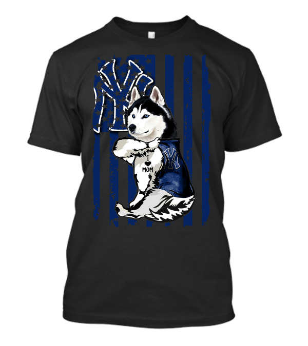 Siberian Husky New York Yankees Mom Love T-Shirt