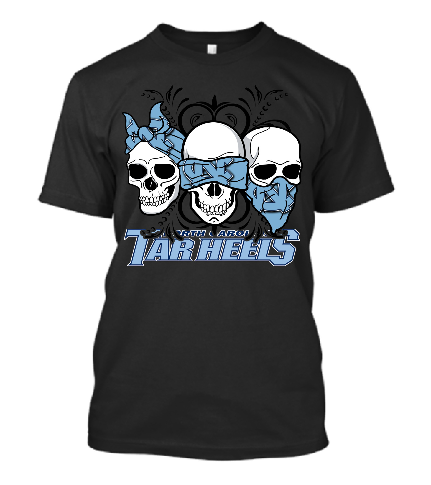 3 Skull North Carolina Tar Heels Bandana T-Shirt