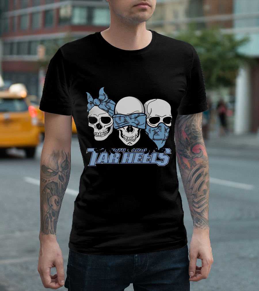 3 Skull North Carolina Tar Heels Bandana T-Shirt