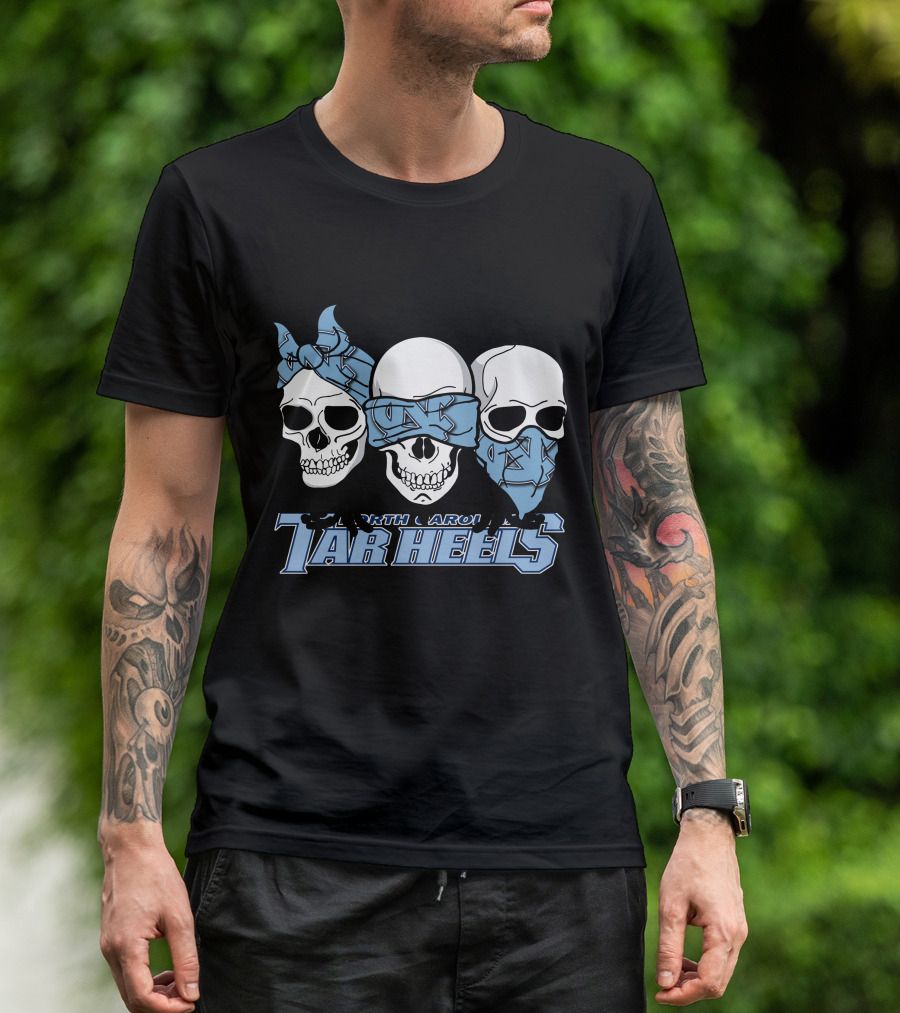 3 Skull North Carolina Tar Heels Bandana T-Shirt