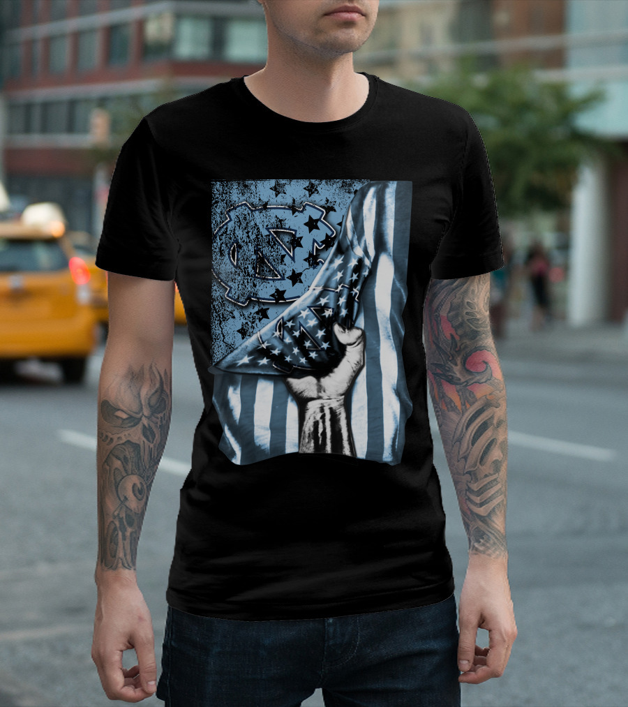 North Carolina UNC Tar Heels American Flag Fist Gesture T-Shirt