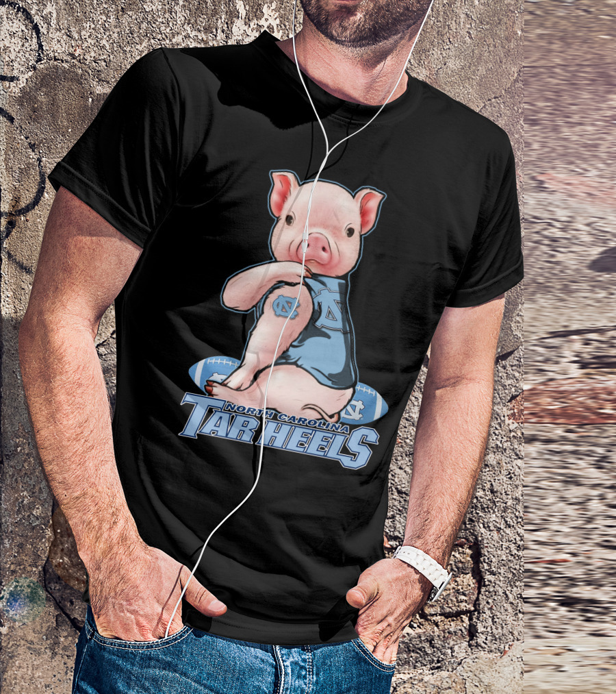 North Carolina Tar Heels Pig With Football And Team T-Shirt