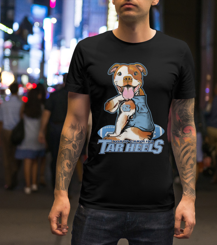 North Carolina Tar Heels Pittbull With Football T-Shirt
