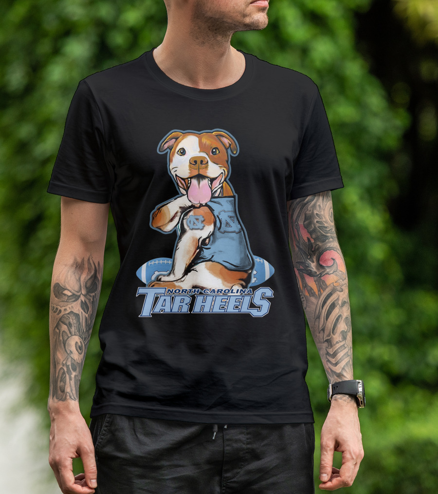 North Carolina Tar Heels Pittbull With Football T-Shirt