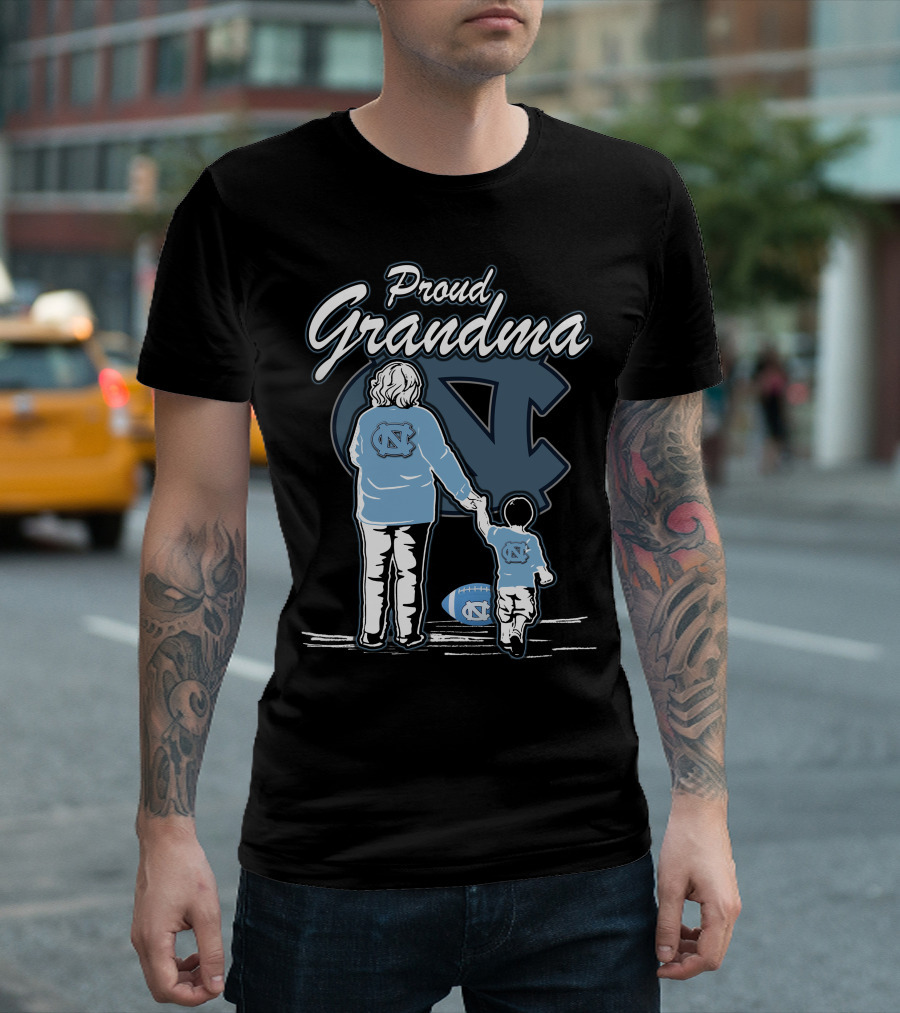 Proud Grandma North Carolina Tar Heels Football Family Connection T-Shirt