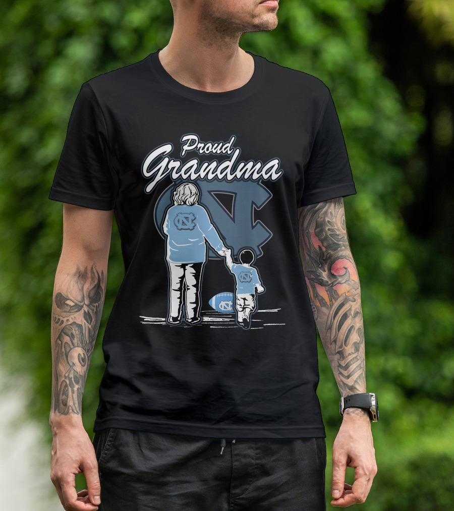Proud Grandma North Carolina Tar Heels Football Family Connection T-Shirt