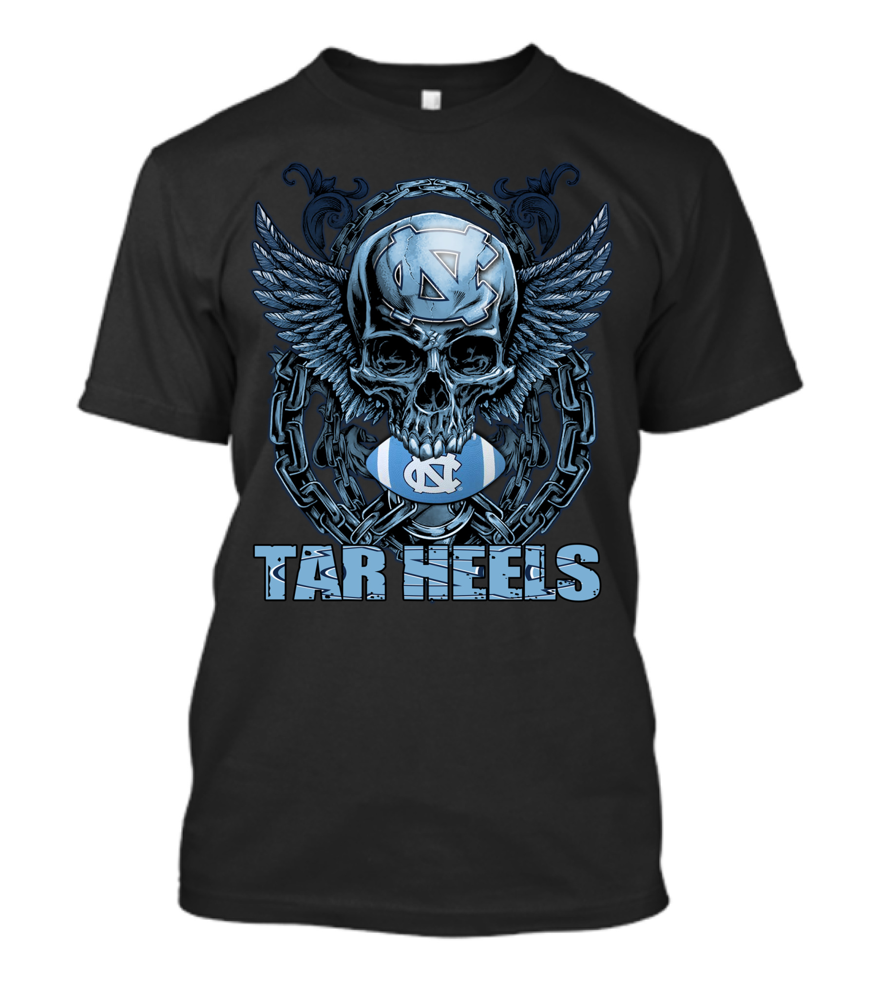 Tar Heels Skull Wings North Carolina Football T-Shirt