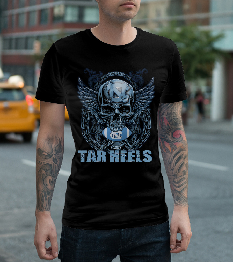 Tar Heels Skull Wings North Carolina Football T-Shirt