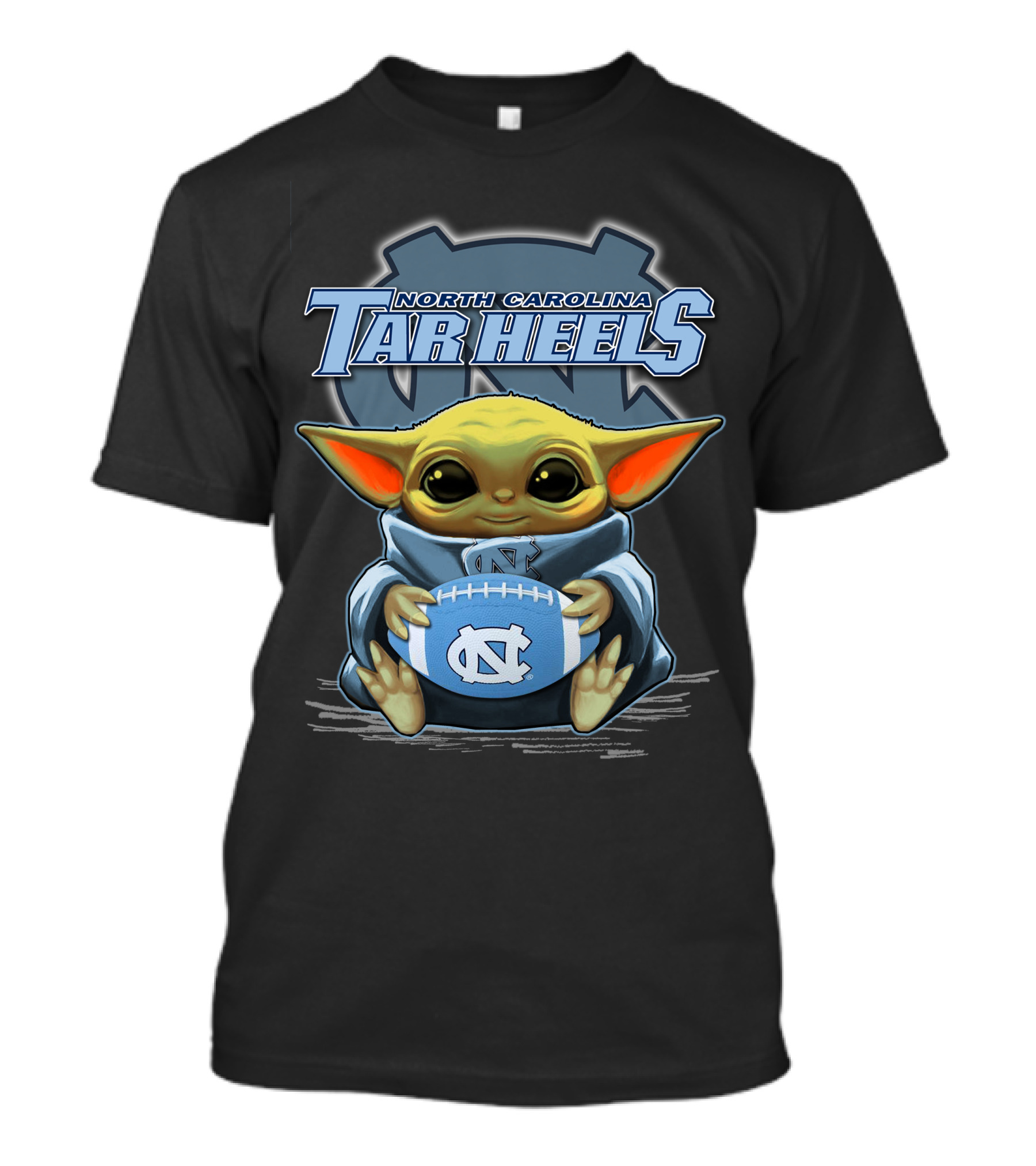 North Carolina Tar Heels Baby Yoda Football T-Shirt
