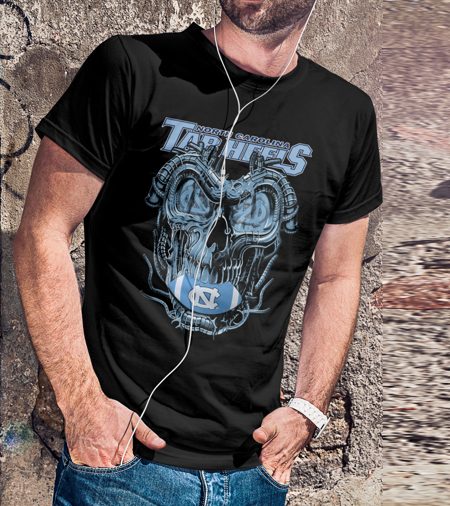 Dragonskull North Carolina Tar Heels Skull Football T-Shirt