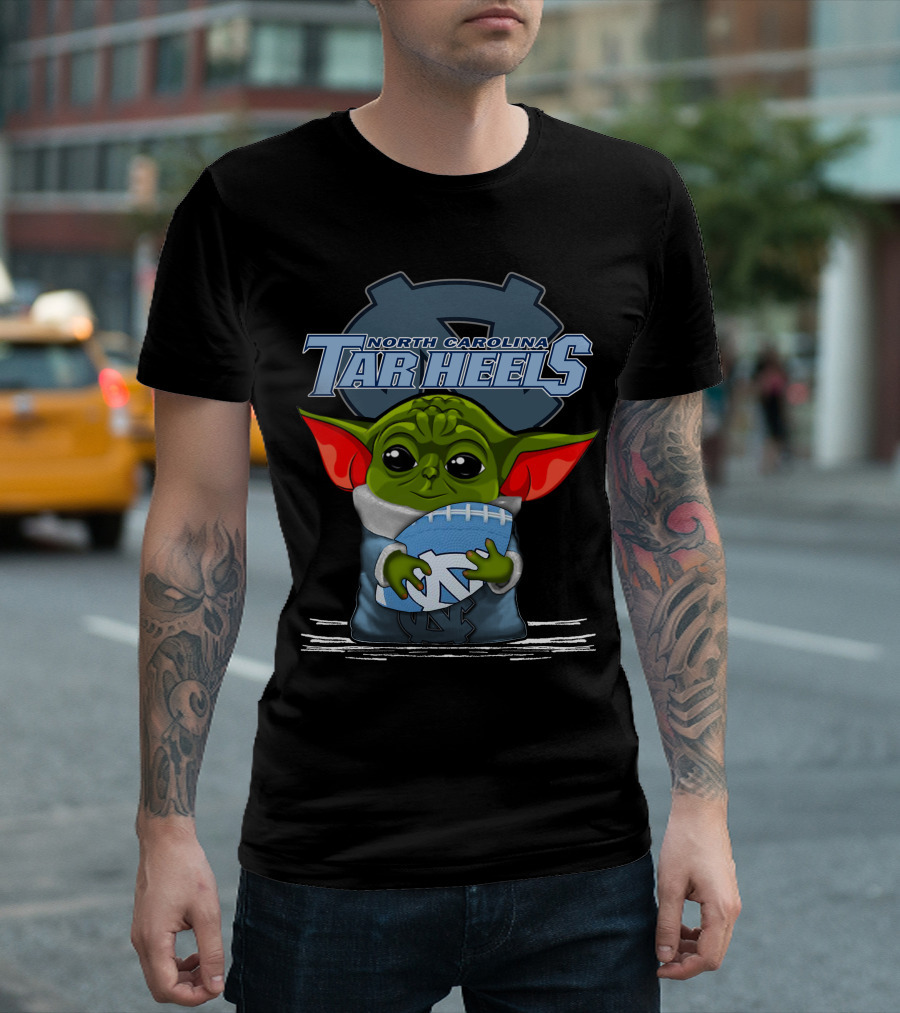 Yoda Holding North Carolina Tar Heels Football With UNC T-Shirt