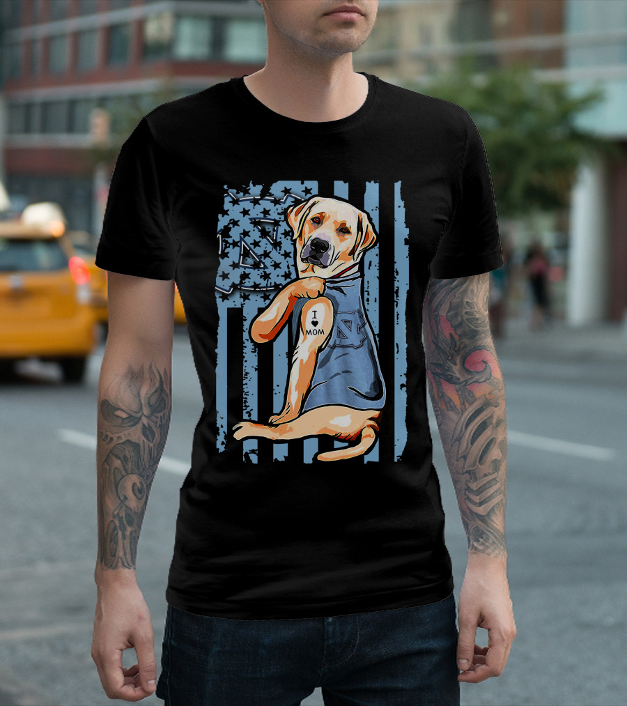 Labrador Retriever I Love Mom North Carolina Tar Heels T-Shirt