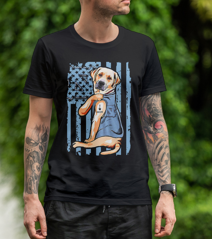 Labrador Retriever I Love Mom North Carolina Tar Heels T-Shirt