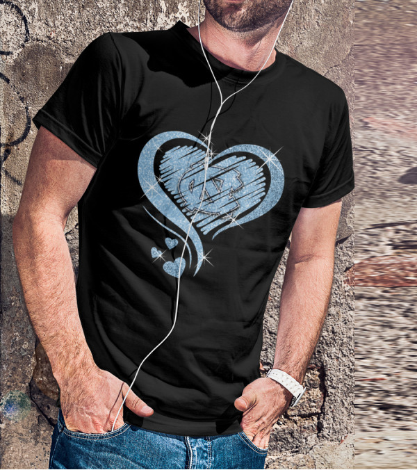 Heart Diamond UNC Tar Heels Logo Sparkle T-Shirt