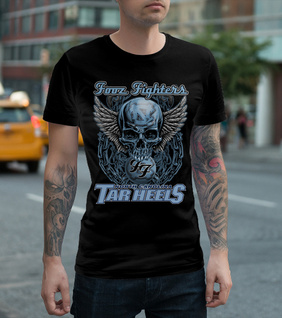 Foo Fighters North Carolina Tar Heels Skull Wings T-Shirt